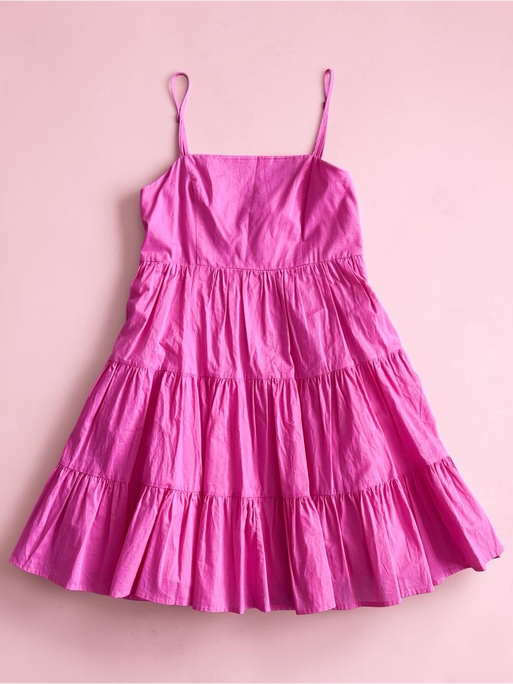 Francesca's Collections Hot Pink Tiered Mini Sundress